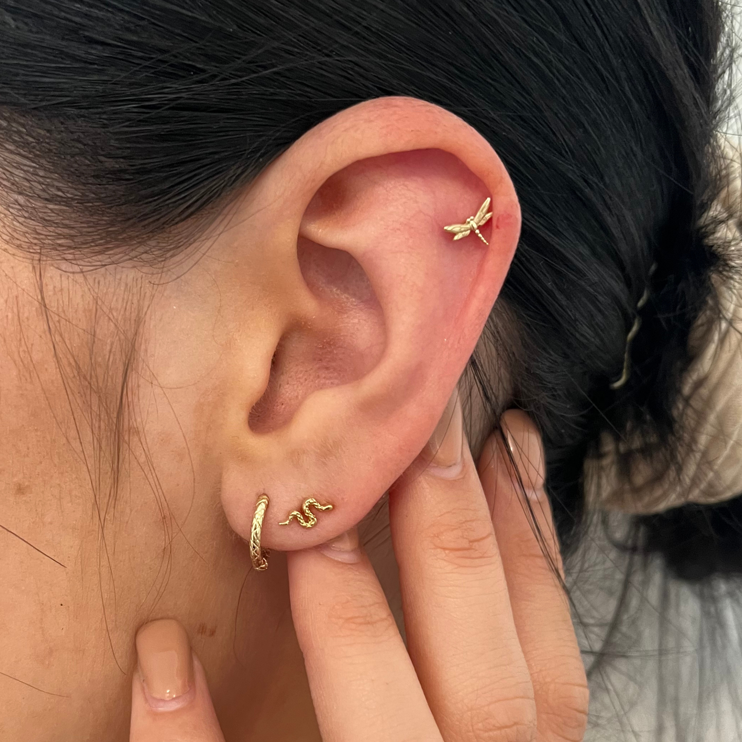 Solid Gold Snake Studs