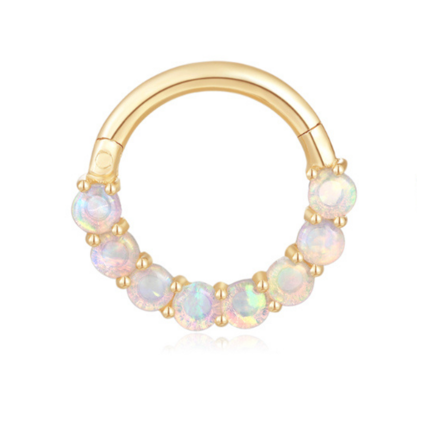Solid Gold Stacked Opal Hoop Clicker