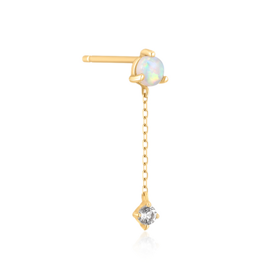 Solid Gold Opal Pendulum Stud Single